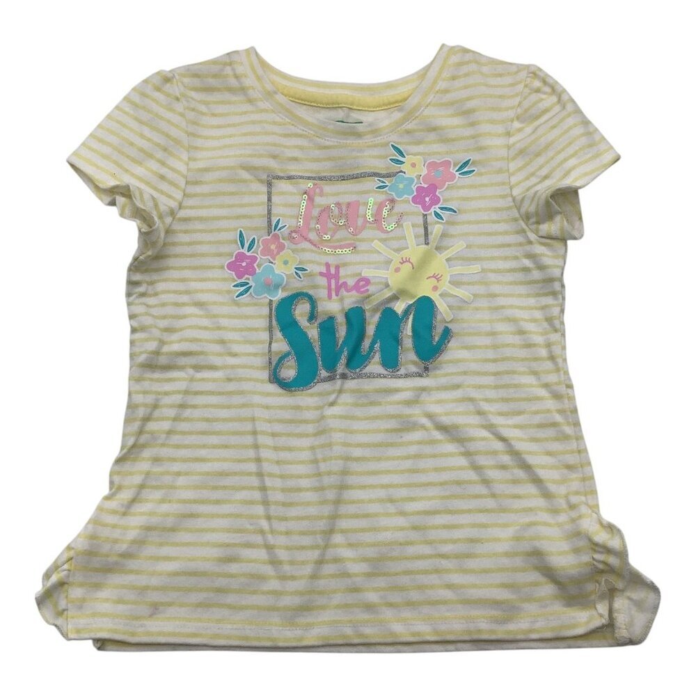 Garanimals Yellow Striped T-Shirt Girls Size‎ 5 "Love The Sun" Graphic
